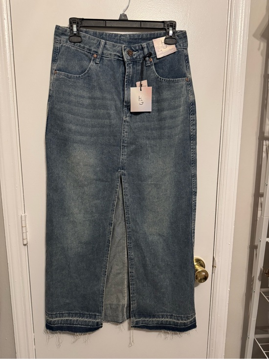 Happily Grey Dresses & Skirts - Happily Grey Blue Denim Front-Slit Maxi Skirt Size 3/25